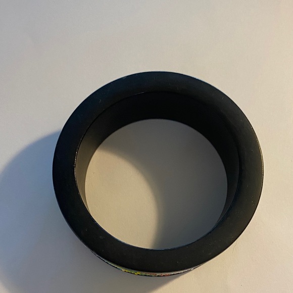 Black Beaded Multicolor Resin and wood Bangle - Picture 5 of 5